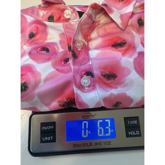 Bad Birdie Golf Polo Shirt Size Large Pink Floral Performance Stretch Top - Picture 10 of 10